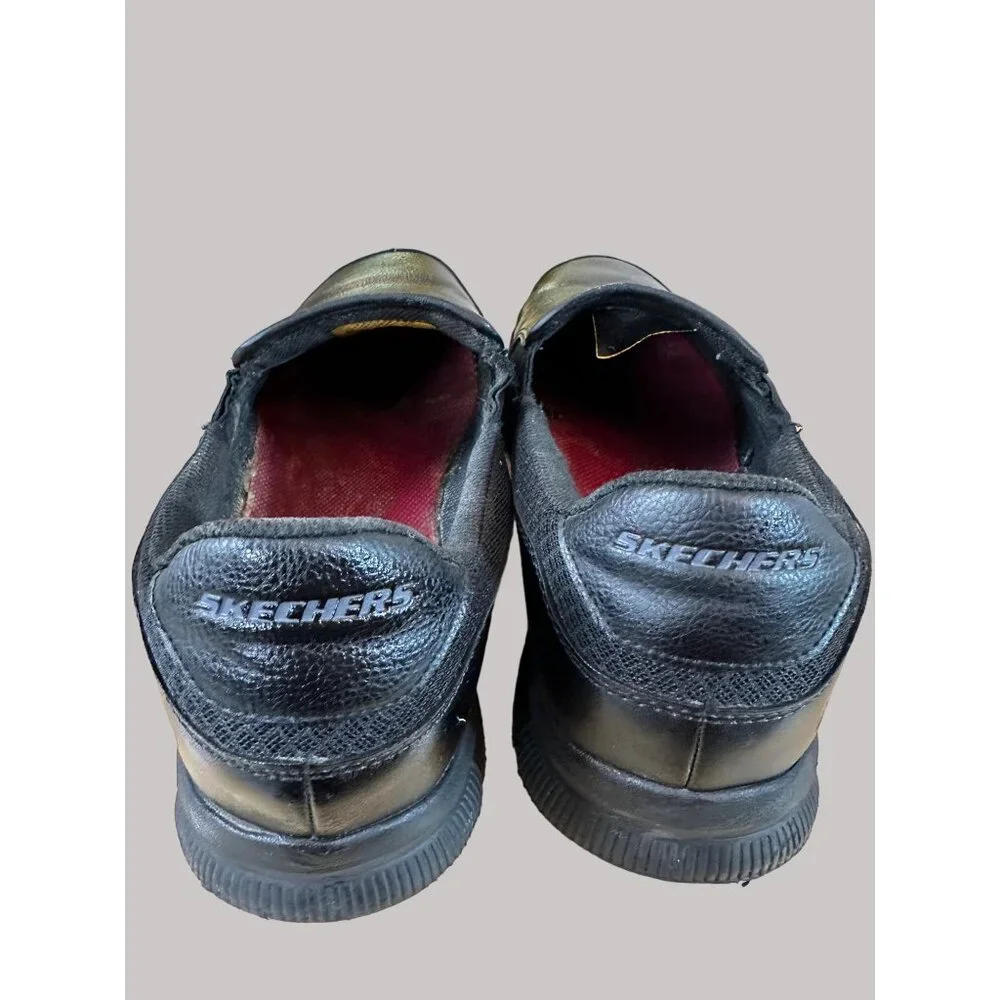 Skechers Size 12 Mens Black Synthetic Slip-Resistant Work Loafers